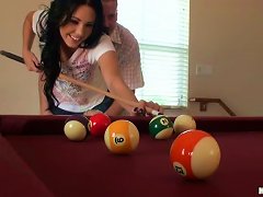 Big Ass Brunette Girlfriend Gets Fucked Over A Pool Table